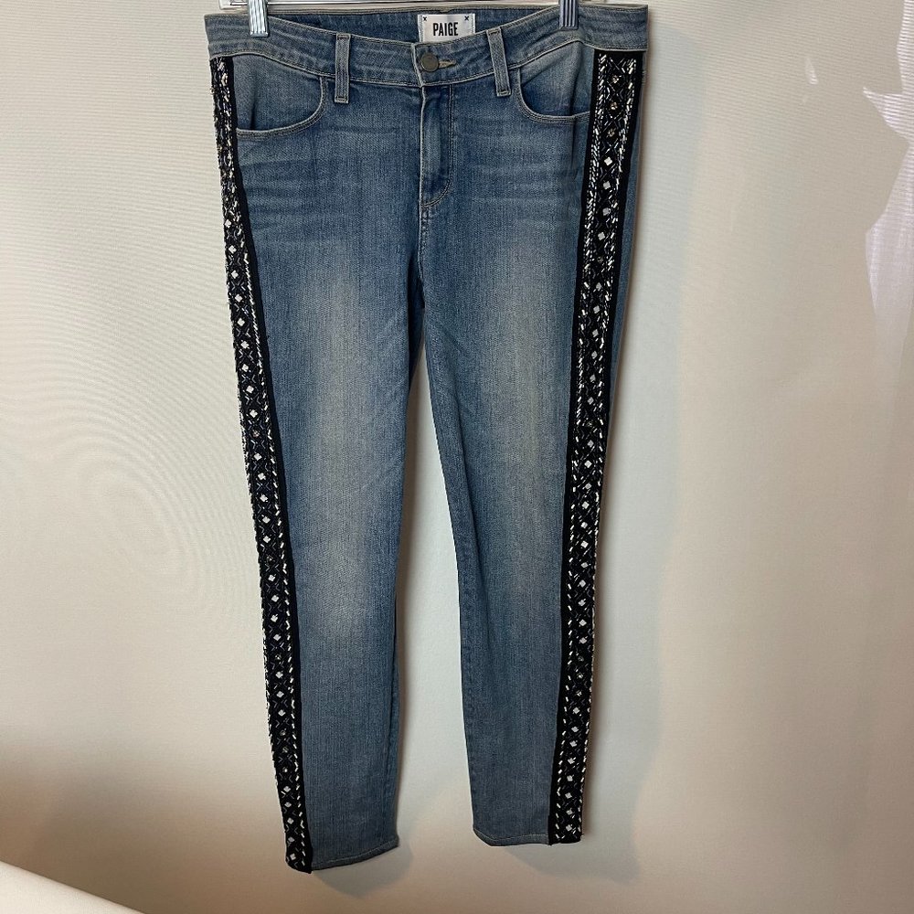 Page  Cropped Jeans w/beaded work down the sides 30